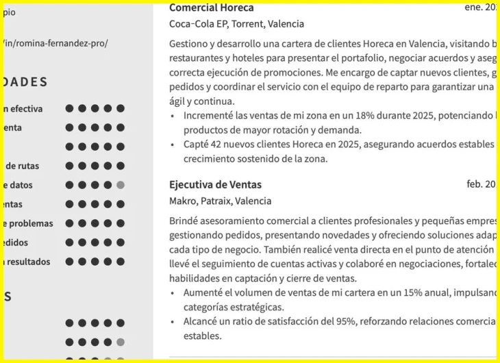 Encabezado con nombre completo, correo, teléfono y ciudad